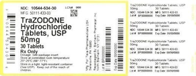 Trazodone Hydrochloride Tablets Usp 50 mg 100s Label (10544 534 30   50111 433 03)